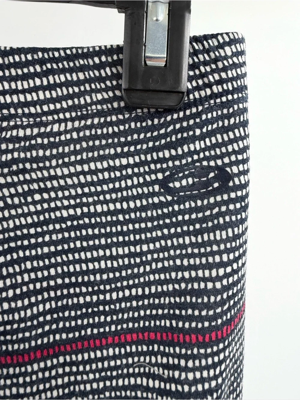 Icebreaker Wool Navy Blue White Striped Knit Leggings with Pink Trim Small